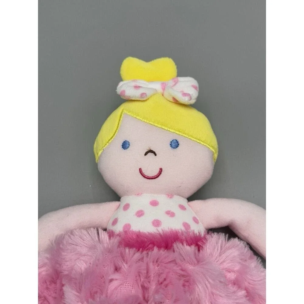 Okie Dokie Pink Plush Blonde Doll Rattle Polka Dots Swirl Skirt 10